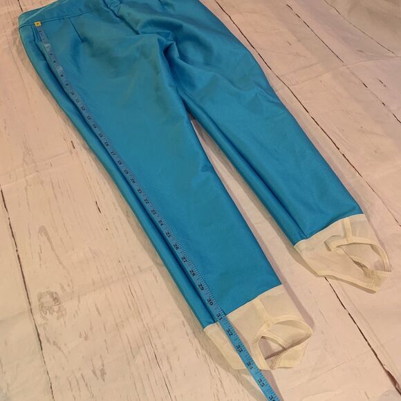 Vintage 80s CB Sports Ladies 12 Stirrup Ski Pants Blue Helanca Norway Retro snow - Picture 12 of 16